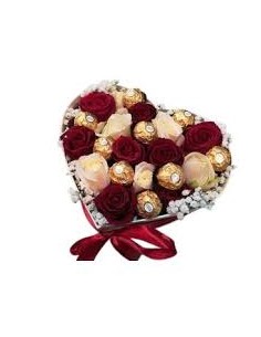 caja de corazón de rosas
